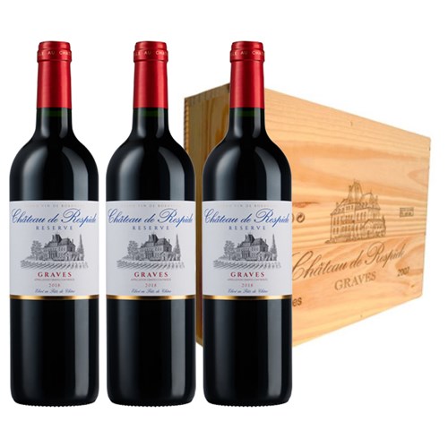 3 x bottle Chateau de Respide in a wooden box - Trusted Seller